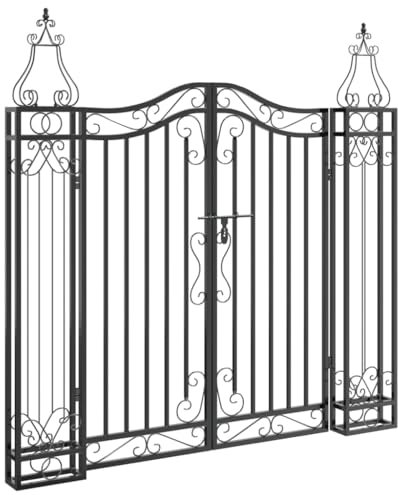 vidaXL Cancello in Ferro Battuto da Giardino Nero 121x8x120 cm