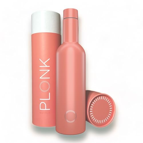 PLONK Wine Cooler | Wine Flask | Insulated Wine Bottle | Stainless Steel Bottle | Modern Wine Gift | Keeps Wine Cold for up to 24 Hours | Wine Accessory | Wine Gift | Reusable | 750ml 75cl (Pink)