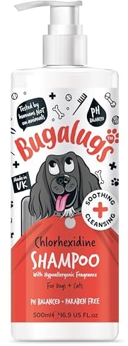 BUGALUGS Dog Shampoo for Itchy Skin Antibacterial And Antifungal Natural Safe Sensitive Formula - Fast Absorbing Skin Cooling First Aid relief For Cuts Grazes Skin Irritation