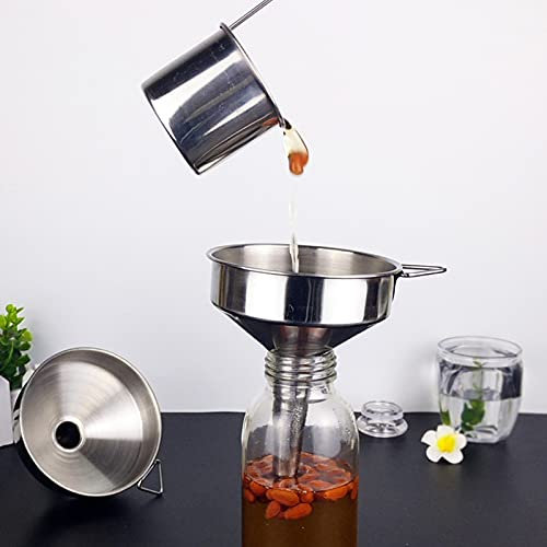 Grande imbuto in acciaio inox, imbuto da cucina addensato per il trasferimento di ingredienti liquidi e secchi (15 cm)