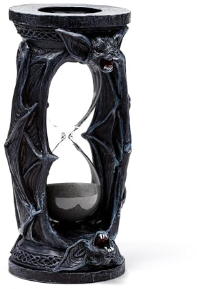 Sanduhr - Design Fledermausflügel - Dekoration Gothic Halloween Dark - Harz und Glas