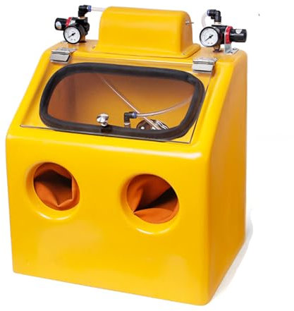 KHZKHC Kit Cabina di Sabbiatura Abrasiva Superiore Multifunzione, Macchina per Sabbiatura Fine, Scatola per Rimozione Impurità Olio Ruggine, Sabbiatrice Manuale con Ampia Finestra di Visualizzazione