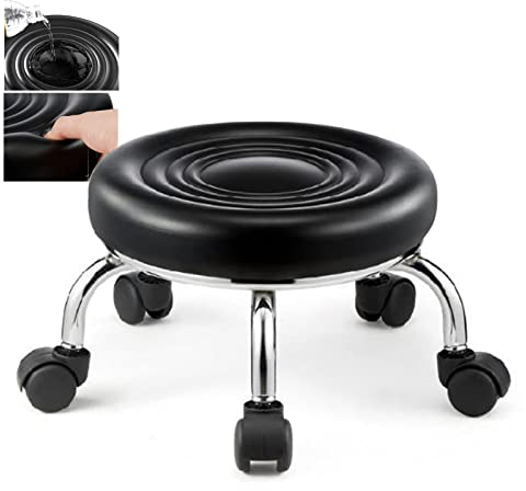 Hocker Sattelhocker kleiner Hocker Pediküre-Hocker, drehbarer Pediküre-Hocker, Garagenladen-Rollsitze, Rollhocker mit rundem Sitz und ohne Rückenlehne, Tritthocker, niedriger Rollhocker, Zughocker for