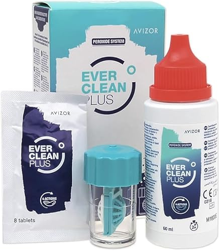 EVER Clean PLUS - Kit para viajes - Líquido para Limpieza y Desinfección de Lentes de Contacto - Eliminación Profunda de Depósitos de Lípidos - Ideal para Viajes - 60ml + 8 Tabletas