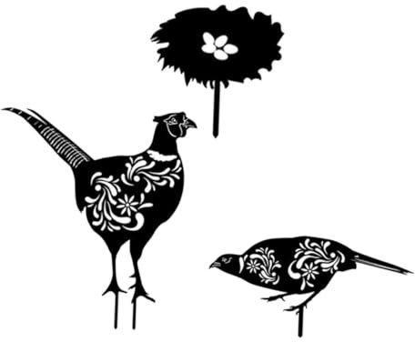 ORFOFE Dekorativer Gartenstecker Metall Mit Schwarzem Hohlem Design Set Mit Pheasant- Für Farbenfrohe Garten Partydekoration