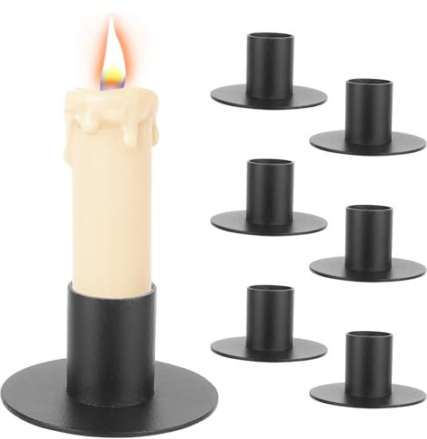 XTDMJ 6 Stück Schwarze Kerzenständer, Retro Candlelight Dinner Kerzenhalter, Kerzenhalter Stabkerze für Wohn, Esszimmer und Schlafzimmerdekoration Kamindekoration