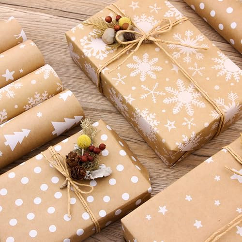 Weihnachtsgeschenkpapier Set,Jusduit Weihnachts Geschenkpapier Rollen 5PCS in 1 Rolle Weihnachtspapier Geschenkpapier Weihnachten Wrapping Paper für Weihnachten Neujahr Festival Party