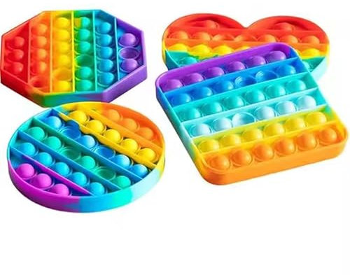 ThuBoo 4er Set, Poppel, Silikonblasenspielzeug, Anti-Stress, ADHS, Regenbogen, Stressabbau, Flugreisen, Popit, Pop Spielzeug, bubbel, Fidget, Kinder,wasserfest