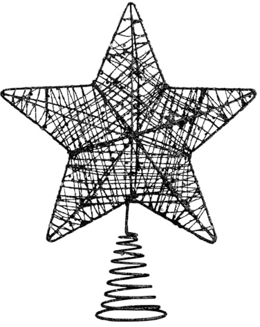 VEYLIN Schwarze Weihnachtsbaumspitze, glitzernde hohle Sternspitze für Weihnachtsbaumschmuck