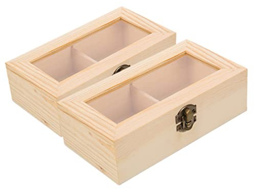 WOFASHPURET Vintage Holz Schmuckschatulle 2 Stück Mit Deckel Kompakte Holzbox 2 Fächer Verschleißfest Schmuckaufbewahrung Für Ringe Ohrringe Armbänder