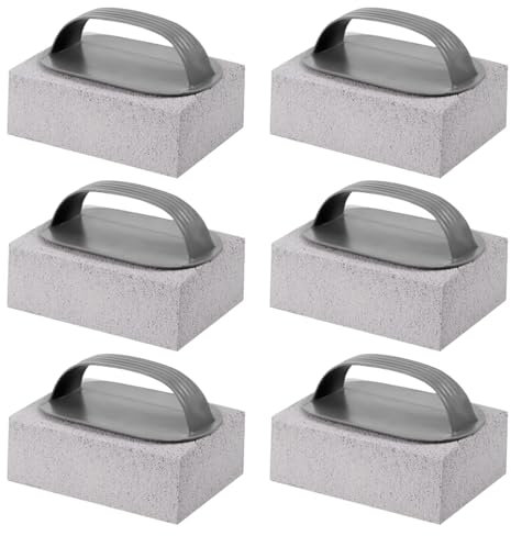 Xerteam 6 piedras de limpieza de ladrillos para barbacoa, piedra pómez para limpiar con asa, bloque de ladrillos de limpieza de barbacoa para eliminar grasa y manchas de sartenes, hornos, parrillas