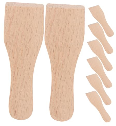 HOLIDYOYO 8pièces Ustensiles De Cuisine Bois Spatules Et Raclettes Réutilisables Pour Pâtisserie Bbq Et Cuisine Outils Pratiques Pour Chefs à Domicile Et Professionnels