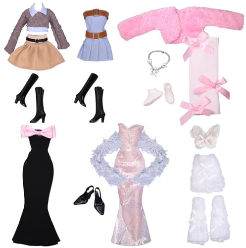 TYXHXTF Set di 21 Vestiti Compatibile con Bambole, Bambole Abbigliamento e Accessori, Compatibile con Barbie, 6 Abiti da Sera, per Bambole da 11,5 Pollici