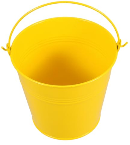 TOPPERFUN Cubo de Metal Pequeño con Asa, 5 Pulgadas, Amarillo
