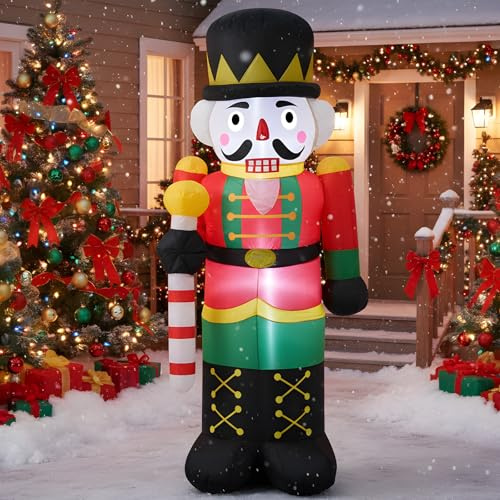 4FT Christmas Inflatable Nutcracker Soldier Indoor Outdoor Holiday Blow Up Decor with LED Lights,Xmas Yard Inflatables for Lawn Garden Party Decoration