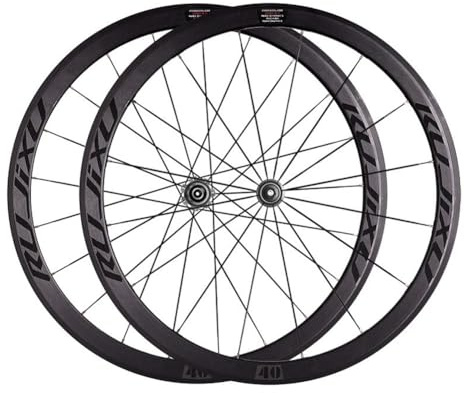 700c Wheelset Rim Brake Road Bike Front Rear Bike Wheel Set 40mm Aluminum Alloy Rim Carbon Quick Release Hub For 8/9/10/11speed Cassette(Silver hub)