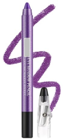 Eyeshadow Pencil, Purple Shimmer Eye Shadow Stick With Detachable Sharpener | Pointed Tip For Controlled Colour Application, Metallic Purple Body, Black End Cap, For Everyday Make-Up And Evening Looks