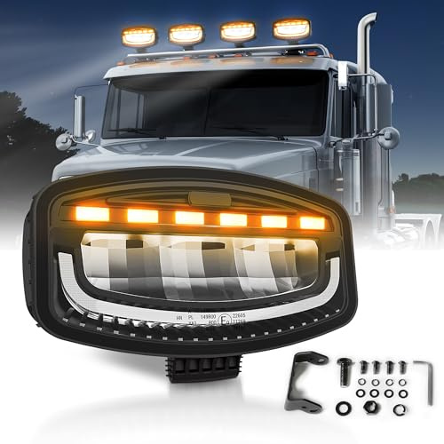 MICTUNING LED Arbeitsscheinwerfer mit weiß Amber Tagfahrlicht, 60W Zusatzscheinwerfer mit Warnfunktion 10-30V Fernscheinwerfer 3500LM für LKW, Traktor, Geländewagen, ATV, Boot