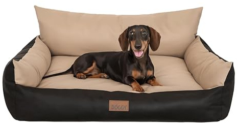 PillowPrim Hundsäng – möbler för djur, kattsäng – hundkorg för små medelstora och stora hundar – hundkudde – hundsoffa – hundsäng – sovplatser – 63 x 48 cm – beige