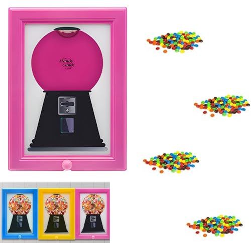 Candy Dispenser, Rare Vintage the Handy Candy Frame - Hanging Candies Machine Art, Mini Wall Mount Gumball Machine, Snack Spinner Picture Frame Display, Hang on Wall or Stand on Table (B)