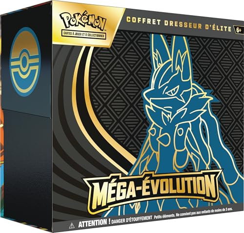 Pokémon: Elite Trainer Box Mega-Evolution – Lucario aus dem Pokémon-Sammelkartenspiel (1 vollständig illustrierte Promokarte, 9 Booster und Premium-Spielzubehör)