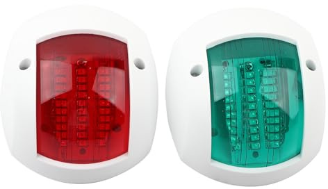 Klanata LED Boat Navigation Lights Paire de lampes de signal sphériques rouges et vertes pour navires marins, 12V 24V DC, 3W (Blanc)