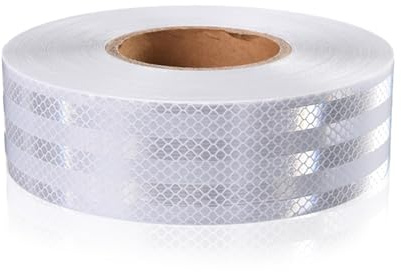 10m X 5cm Reflektierendes Klebeband, Selbstklebend Reflektor Klebeband Hohe Intensität Reflektorbänder Weiß Reflektoren Aufkleber, Wasserdicht Warning Tape für Fahrzeuge, Autos, Anhänger, Draussen