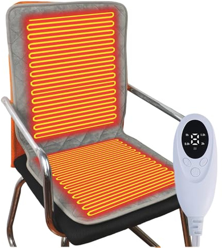 Coussin Chauffant pour Chaise de Bureau, Grande Zone Siege Chauffant, Coussin Chauffant Electrique avec 9 Niveaux de TempéRature Synchronisation à 4 Vitesses 45 X 90 CM