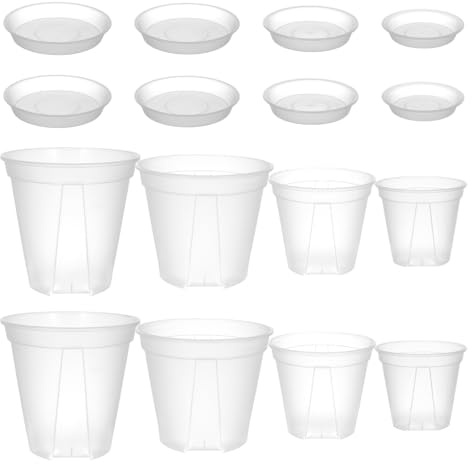 SHINEOFI 8 Piezas Macetas Transparentes para Plantas de Plástico con Control de Raíces Capacidad Grande de Maceteros Ligeros y Aireados para Orquídeas Suculentas y Flores Aptos para