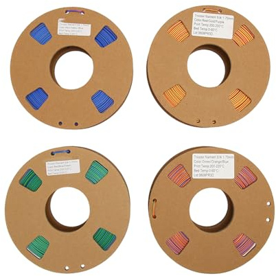 Lot de 4 filaments d'imprimante 3D triples couleurs, filament PLA de 1,75 mm, filament d'impression 3D PLA en soie avec finition lisse et brillante, poids net de 8,8 oz pour le