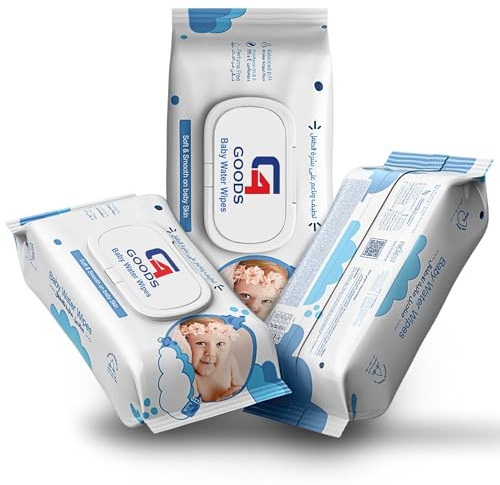 G4GOODS New born Baby Wipes (240 Counts - 3 Packs), made with 99% water and gentle for effective cleaning on delicate baby skin Sensitive Cleans Cares Protects 99.9% Water Unscented