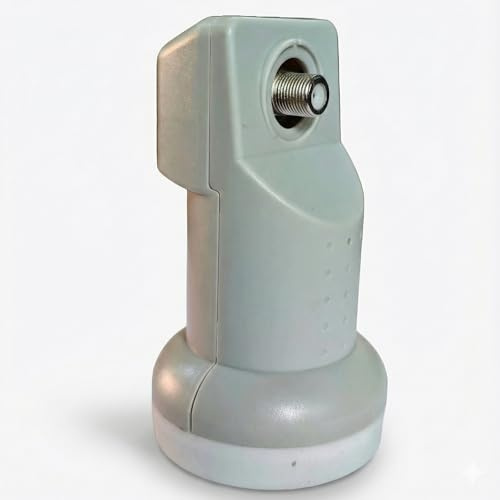 Universal Single LNB for Satellite Dish Receiver - Full HD 1080p Compatible - Low Noise 0.1dB High Gain Ku-Band - Weatherproof Signal Booster for Sky, Freesat, Astra & Hotbird - Grey