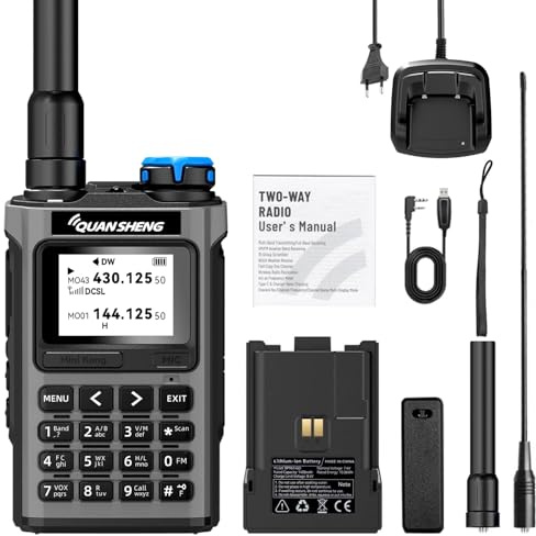 QUANSHENG UV-K1 Walkie-Talkie Handheld Ham Radio, Air Band Receive 50-600MHz, Wireless Copy, One Key Frequency Match, Type-C Charging, NOAA Weather, 200 canali, VOX, radio portatile a due vie