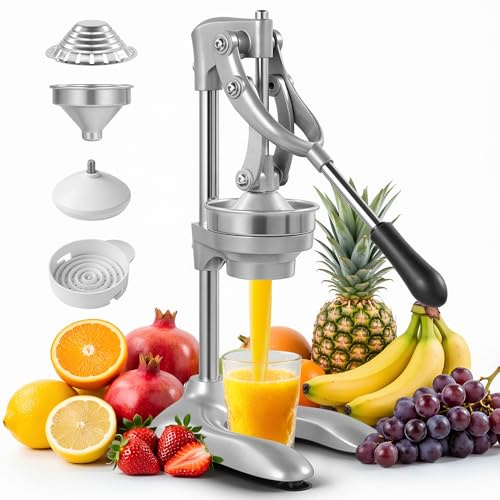 wowspeed Exprimidor Manual, Exprimidor de Naranjas Profesional, Lemon Squeezer, Exprimidor Mano Prensa Manual, Comercial Exprimidor Limon para Naranjas, Limones, Granada, Pomelos, Cítricos, Gris Claro