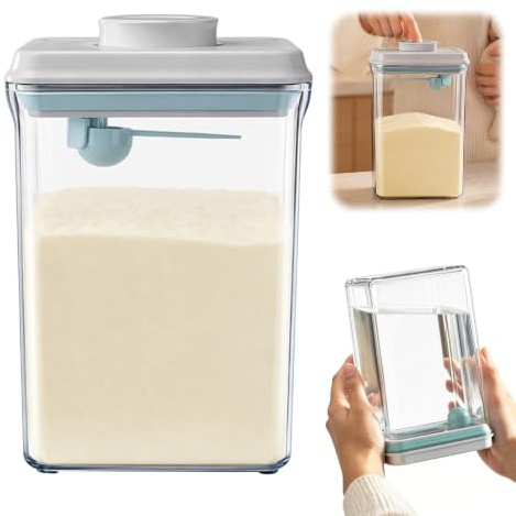 Contenitore per latte in polvere, 2300 ml, dispenser ermetico per latte in polvere con cucchiaio, dispenser per latte in polvere, contenitore per polvere proteica, dispenser sigillato per legumi e