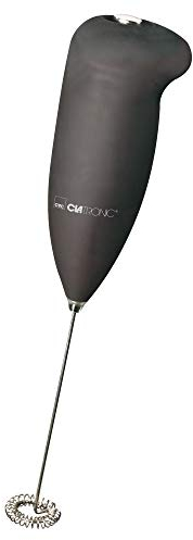 Clatronic MS3089 - Espumador de leche con carcasa blanda y varillas de acero inoxidable, activado por 2x AA, espuma de leche en segundos, quirl acero inoxidable, Fácil limpieza, Negro