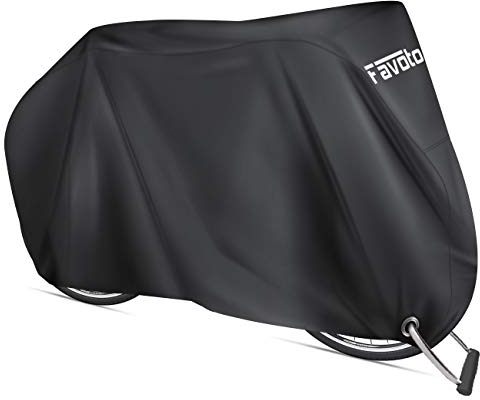 Favoto Custodia Bici Telo Copribici Copertura Biciclette da Esterno 210D Coperta Impermeabile Resistente a Polveri/Pioggia/Neve/UV, può Coprire 2 Biciclette con Sacchetto per Il Trasporto (Nero)