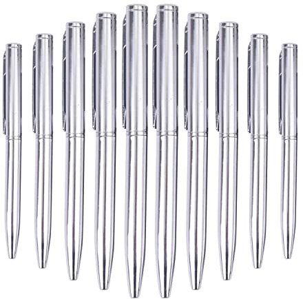 Magiin Pack of 10 Metal Ballpoint Pens, Mini Pocket Size Ballpoint Pen, Portable Oil Pen, Stainless Steel Business Gift Pen