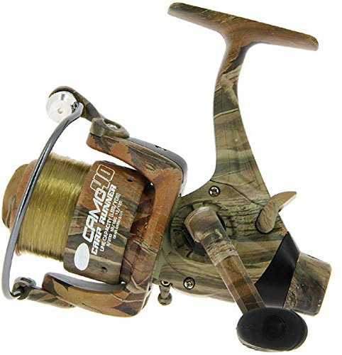 G8DS® Freilaufrolle Camo 40 mit 12lb Schnur 3Kugellager mit Ersatzspule Karpfen Angeln Schnur