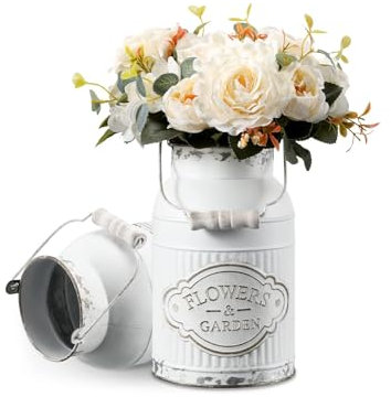 APSOONSELL Milchkanne, französischer Stil, Shabby Chic, Dekor, Metall White-m