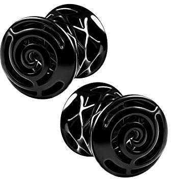 KJM FASHION 2 Stk Schwarze Legierung 8mm 0 g Double Flared Tunnel Plug Ohrringe Stecker Gauges Flesh Eyelet Piercing Schmuck 5462