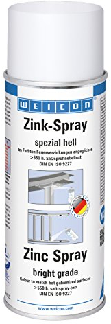 WEICON Spray Zinco tipo brillante 400 ml.protezione antiruggine resistente al calore e adatta come primer per metallo