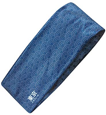 Tokyo Misfit - Japanische Stirnbänder für Männer & Frauen, Schweißband, Training, Yoga, Mode, Laufen, Sport, Basketball, Bandana (Wave-Seigaiha)