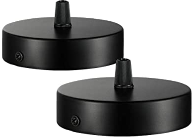 Deckenbaldachin 100x20mm,Anschlussdose aus Metall,1 Loch Runder Lampenschirm - Deckenrosette - Mattschwarz,alle Lampen Geeignet (2)