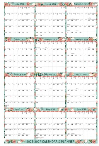 Kalender 2025–2026, Jahreskalender 2025–2026. Juli 2025 – Juni 2026, 57 x 87 cm, gefalteter Wandkalender 2025–2026, großer Wandkalender für 12 Monate