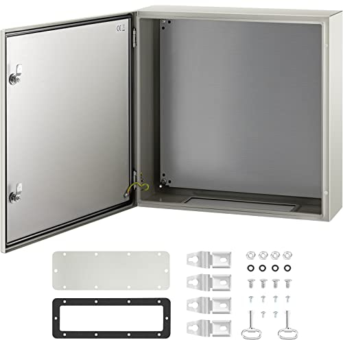 VEVOR Cassetta da Parete per Quadri Elettrici Impermeabile Grado IP66 con Serratura a Chiave 60 x 60 x 20 cm, Cassetta Stagna per Quadri Elettrici Cablaggio Interno Esterno in Acciaio al Carbonio IP66