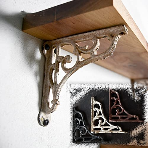 XFAK Gusseisen RegalstüTzen Antik Wandwinkel Regalhalterung Landhaus Regalwinkel Wandmontage Regalbodenträger Für Bücherregale,2er Set (Color : Black)