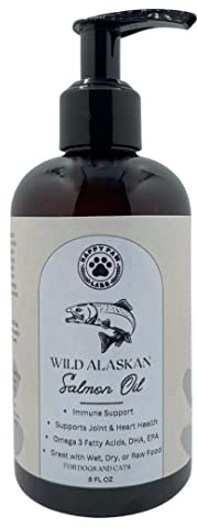 Pure Wild Alaskan Salmon Oil for Dogs & Cats - Omega 3 Skin & Coat Supplement, Natural EPA + DHA Fatty Acids for Joint Function, Brain, Immune & Heart Health (8 FL OZ)