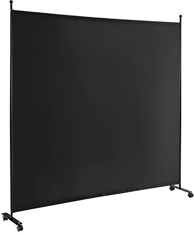 GIANTEX Paravent Raumteiler mit Rollen Raumtrenner Spanische Wand 1 Teilig | Trennwand Garten Balkon Terrasse 184x184 cm Umkleide Sichtschutz Klappbar Mobil Stellwand aus Stoff Innen & Außen Schwarz