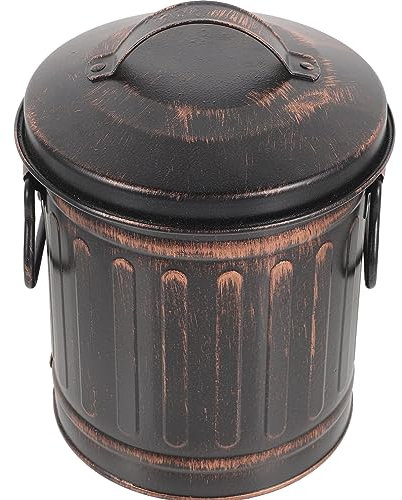 NOLITOY Fireplace Ash Bucket Small Kindling Bucket with Lid and Handle, 2.2L Iron Charcoal Containers Burning Stove Bin for Winter Home Heating Outdoor Picnic